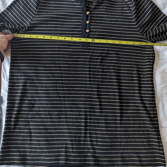 Lauren L/S Black Tee gold stripes - Picture 2 of 13